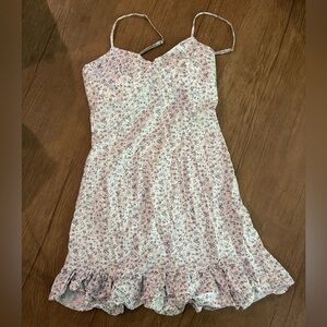 Floral Dress with Ruffle Hem and Bow Accent
